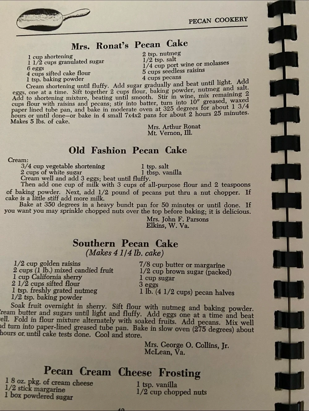 Vintage 70s 1970s Pecan Cookery spiral Cookbook pie cookies candy cake main meal